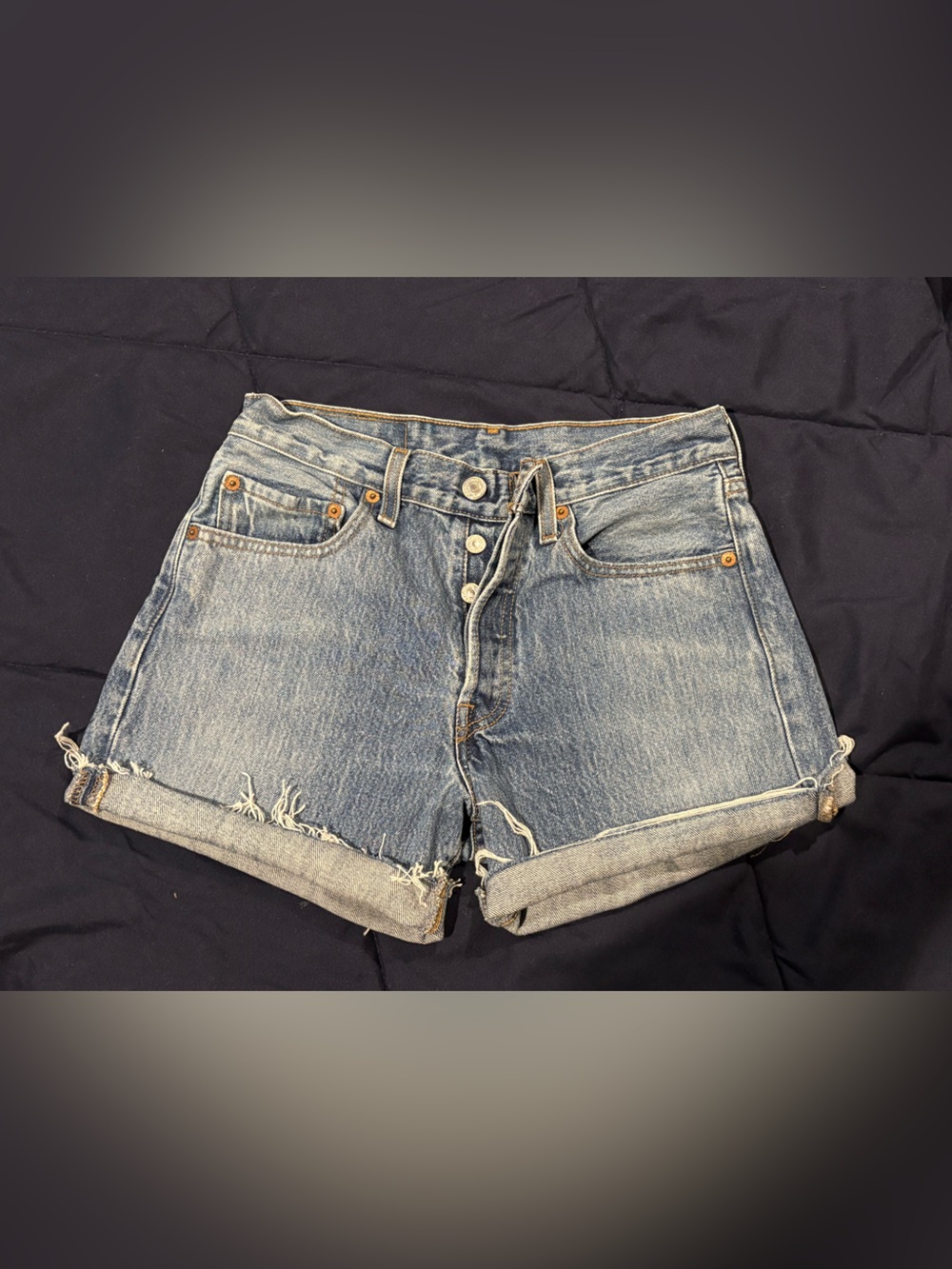 Levi's 501 Light Blue Distressed Denim Shorts Vintage Sz 26